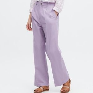 Uniqlo Linen Blend Tucked Wide Pants